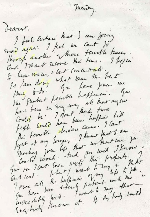 Virginia Woolf handwriting, manuscript page